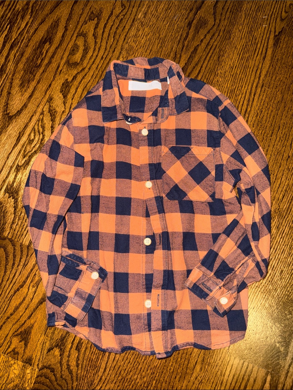 Zara Orange and Navy Plaid Button-Down Shirt